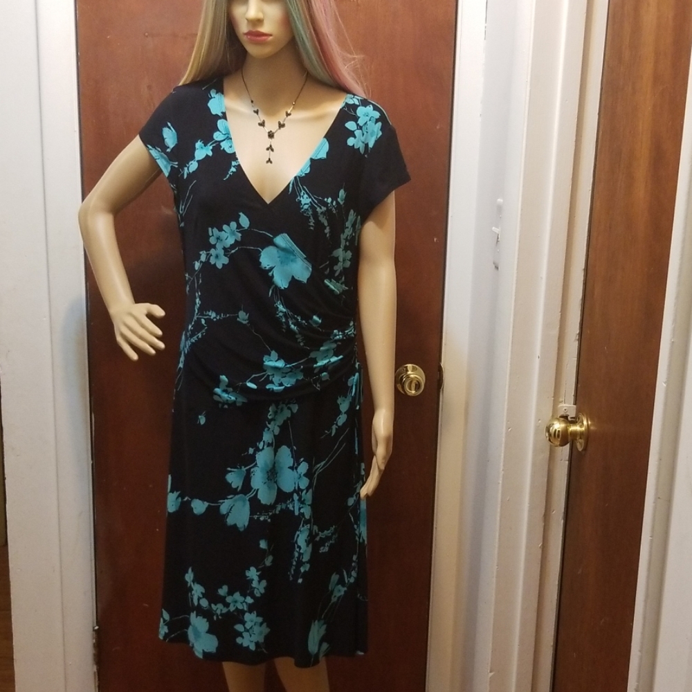 EVAN PICONE FLORAL MULTICOLOR PLEATED DRESS SZ 14